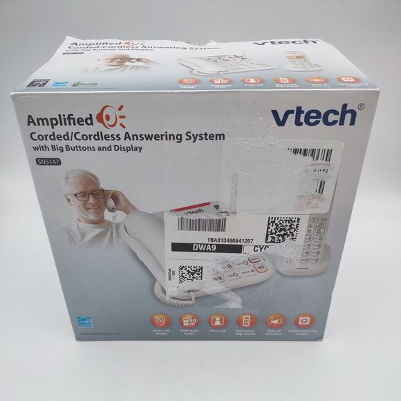 VTech SN5147 Amplified Corded/Cordless Senior Phone Answering Machine ~ Open Box - Picture 1 of 13